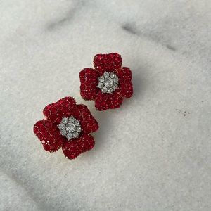 Red flower Swarovski Earrings